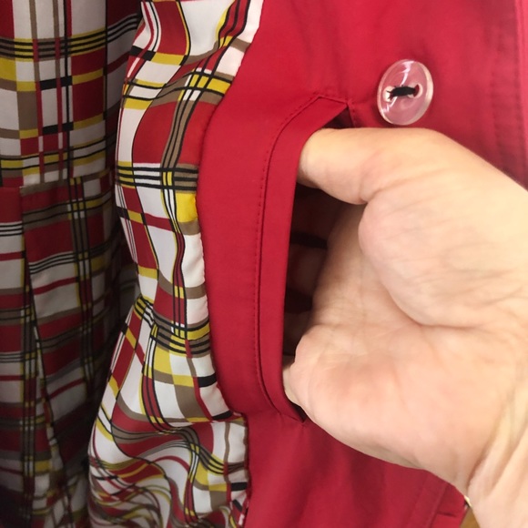 Gallery Red Trench Rain Coat with Belt - Picture 11 of 11